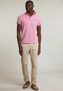 Hot River Woods Custom fit katoenen polo short sleeves sunset -