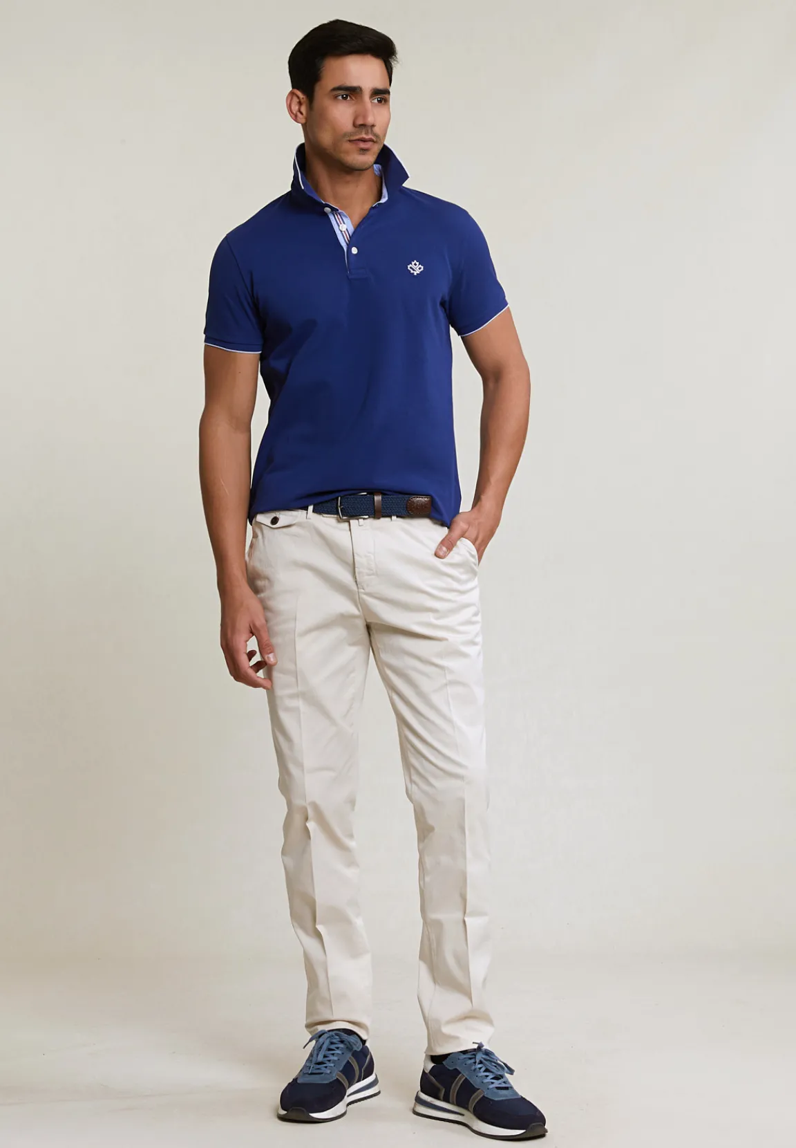 Discount River Woods Custom fit katoenen polo royal blue -