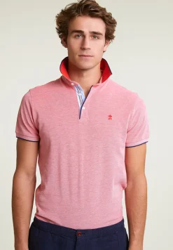 Fashion River Woods Custom fit katoenen stretch polo stanford red -