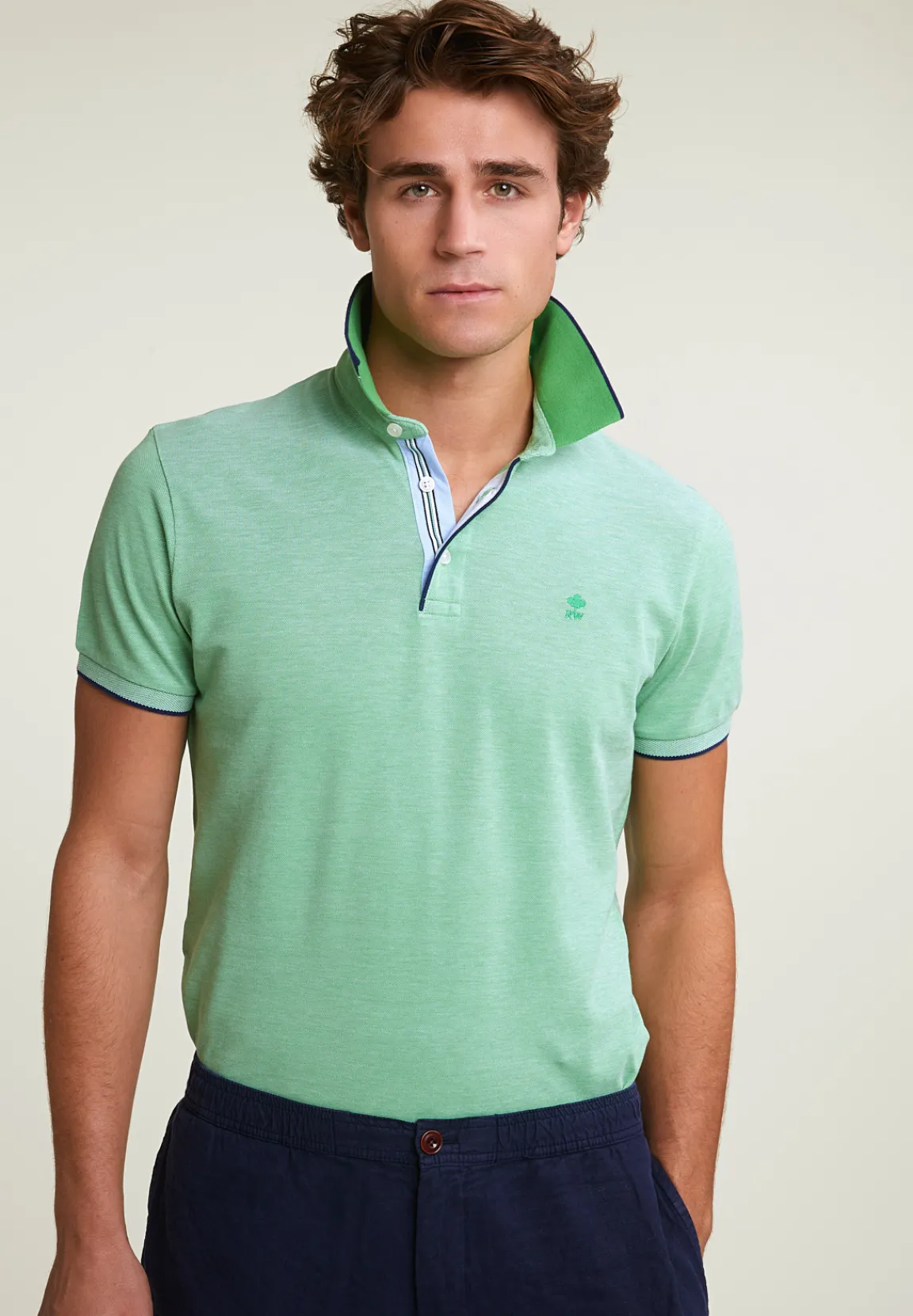 Sale River Woods Custom fit katoenen stretch polo breadfruit -
