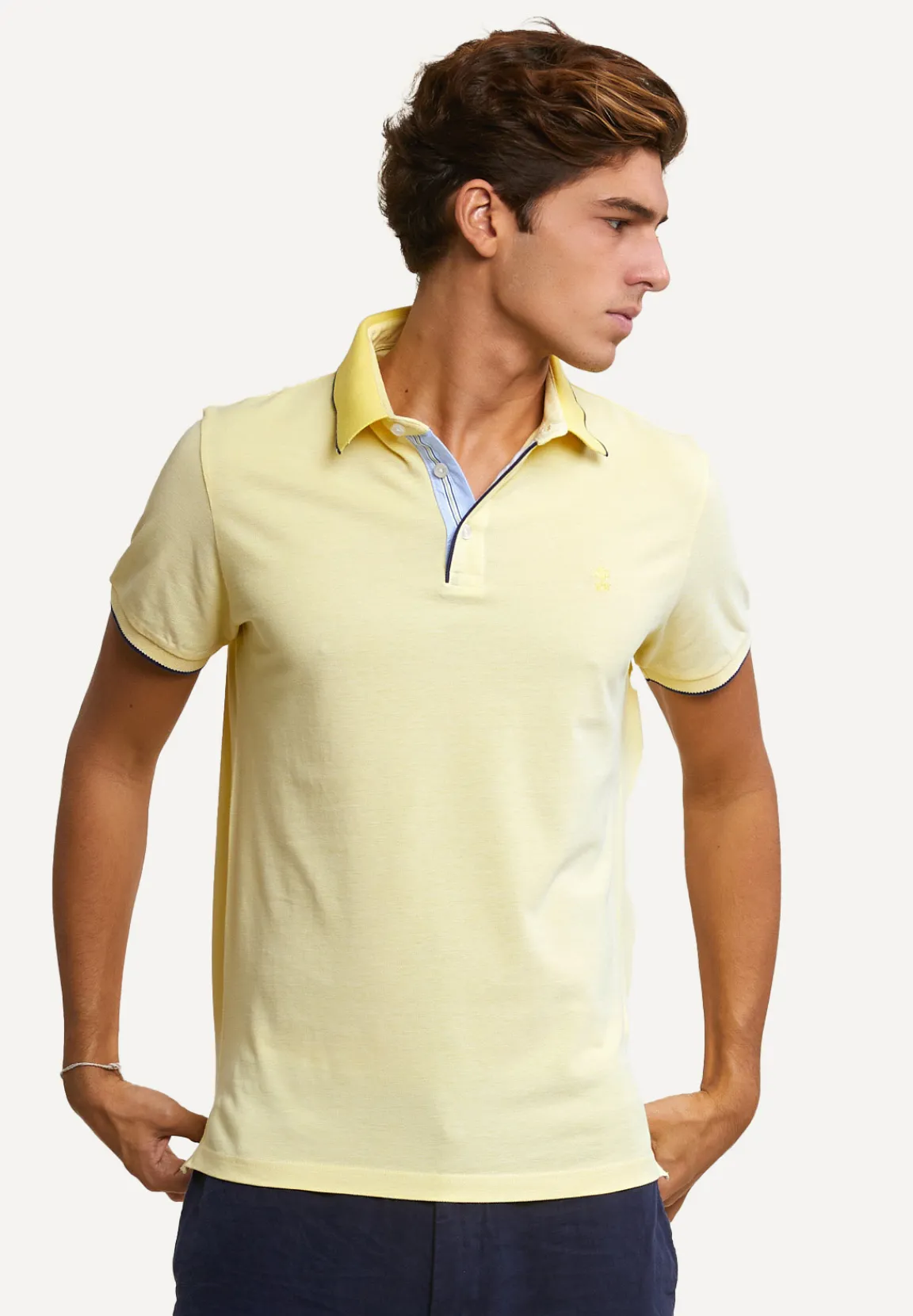 Fashion River Woods Custom fit katoenen stretch polo lemonade -