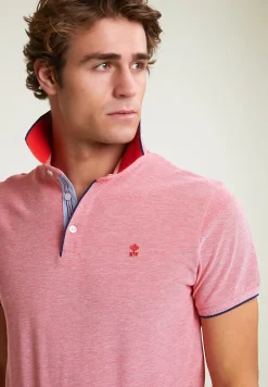Fashion River Woods Custom fit katoenen stretch polo stanford red -