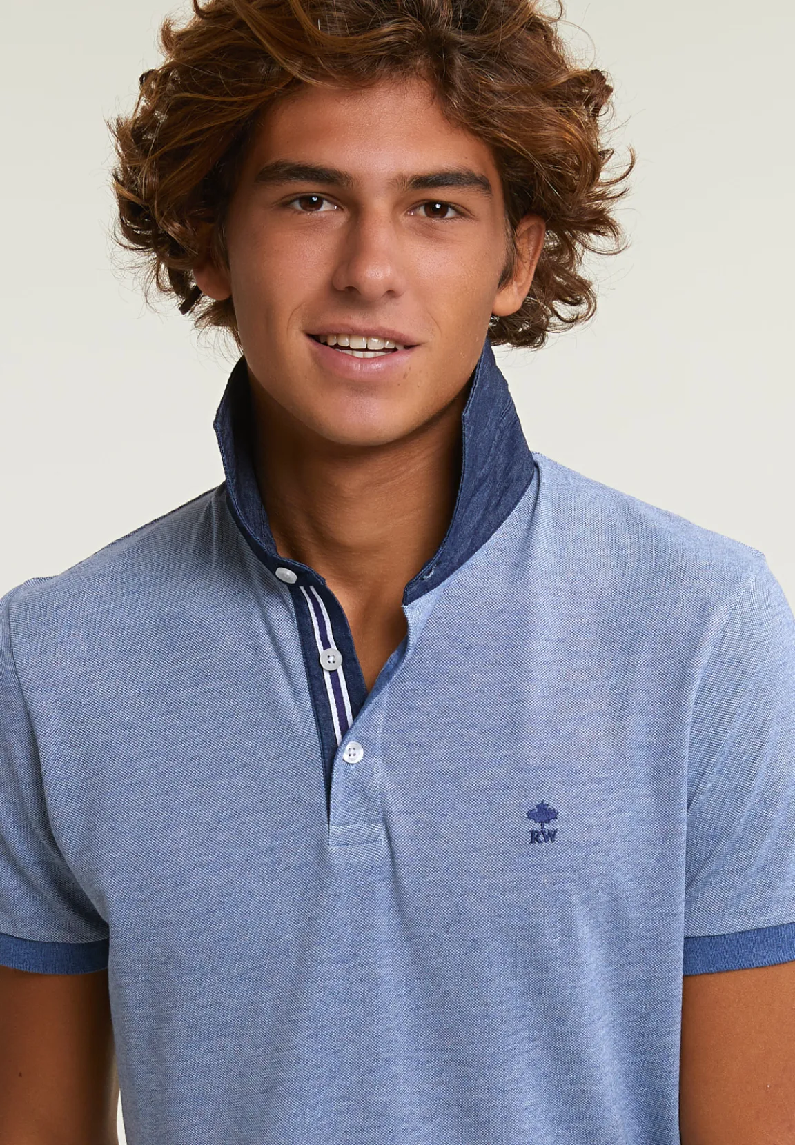 Sale River Woods Custom fit katoenen stretch polo korte mouwen lake mix -