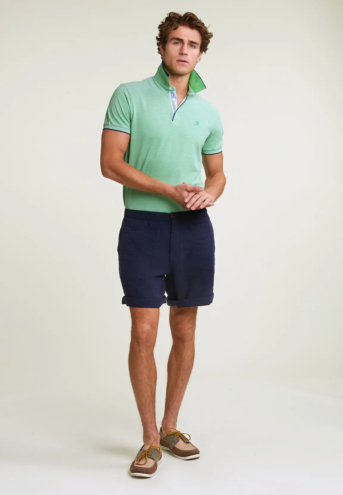 Sale River Woods Custom fit katoenen stretch polo breadfruit -