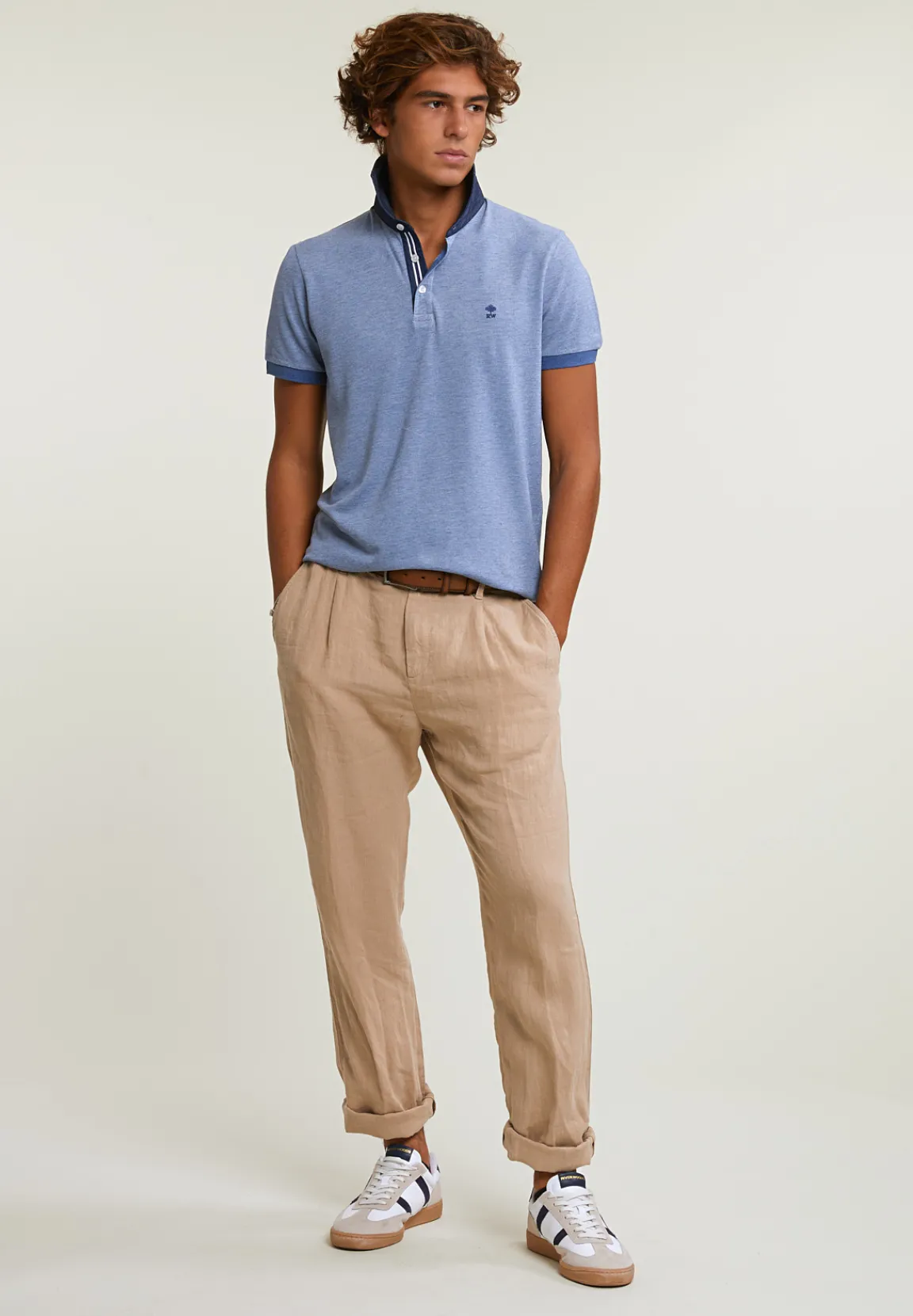 Sale River Woods Custom fit katoenen stretch polo korte mouwen lake mix -