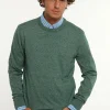 Sale River Woods Custom fit katoenen trui ronde hals opal green mix -