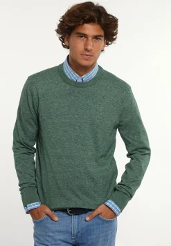 Sale River Woods Custom fit katoenen trui ronde hals opal green mix -