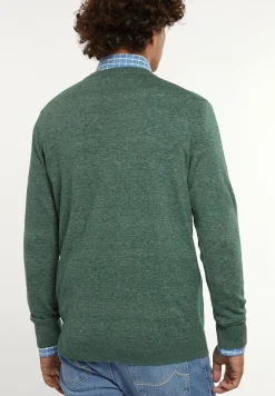Sale River Woods Custom fit katoenen trui ronde hals opal green mix -