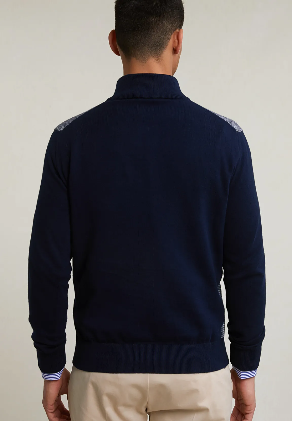 Hot River Woods Custom fit katoenen trui opstaande kraag navy -