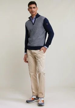 Hot River Woods Custom fit katoenen trui opstaande kraag navy -