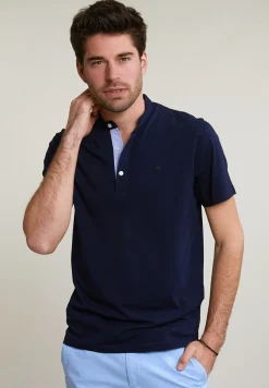 New River Woods Custom fit katoenen T-shirt korte mouwen navy -