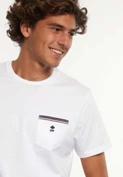Best River Woods Custom fit katoenen T-shirt borstzak wit -