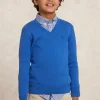 Hot River Woods Custom fit katoenen V-hals trui evening blue -