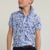 Sale River Woods Custom fit katoen-linnen gebloemde polo chambray mix -
