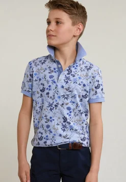 Sale River Woods Custom fit katoen-linnen gebloemde polo chambray mix -