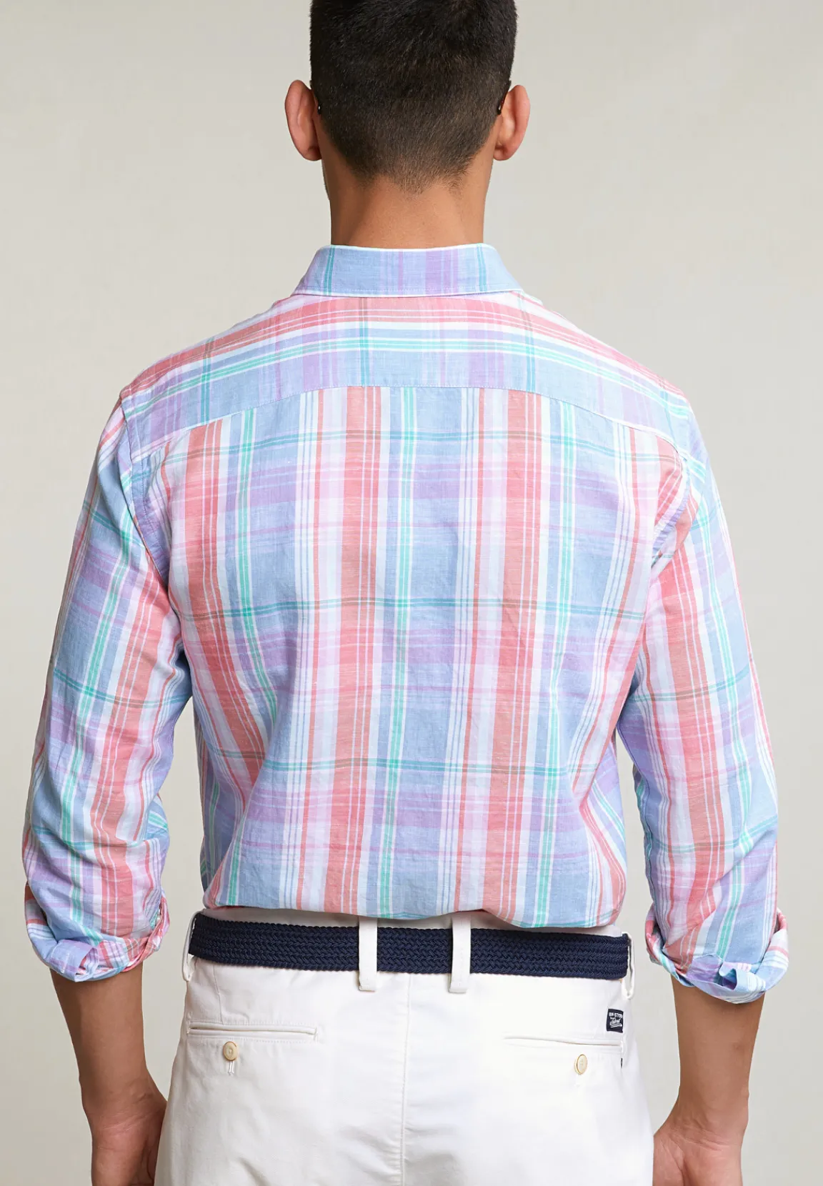 Online River Woods Custom fit katoen-linnen geruit hemd multi -
