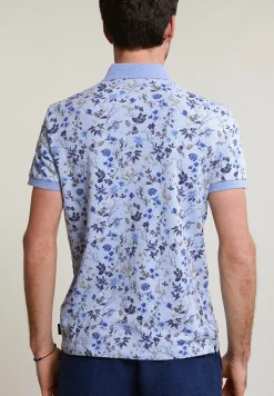 Outlet River Woods Custom fit katoen-linnen gebloemde polo chambray mix -