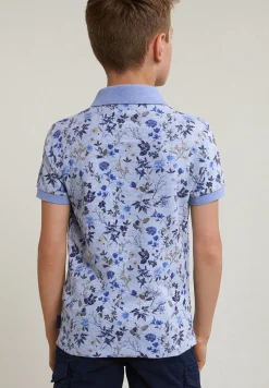 Sale River Woods Custom fit katoen-linnen gebloemde polo chambray mix -