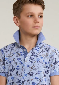 Sale River Woods Custom fit katoen-linnen gebloemde polo chambray mix -