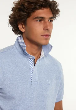 Online River Woods Custom fit katoen-linnen jaspe piqué polo dk soft persian blue mix -