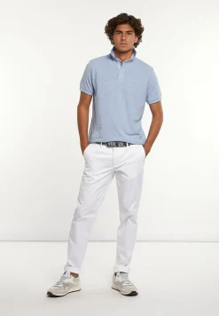 Online River Woods Custom fit katoen-linnen jaspe piqué polo dk soft persian blue mix -
