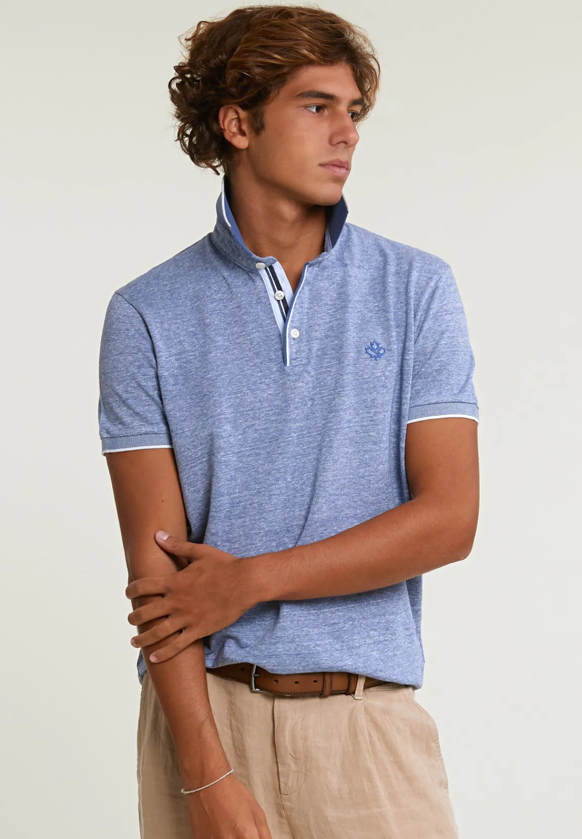 New River Woods Custom fit katoen-linnen polo korte mouwen lake -