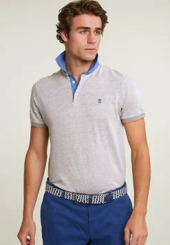New River Woods Custom fit katoen-linnen polo old wood mix -