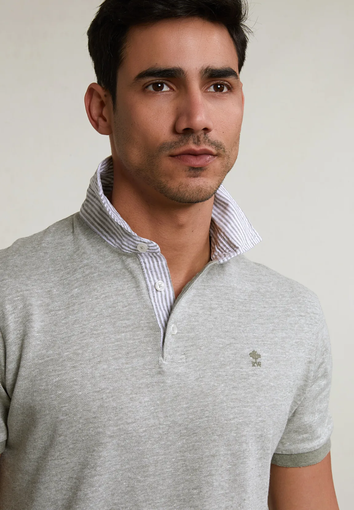 Sale River Woods Custom fit katoen-linnen polo safari mix -