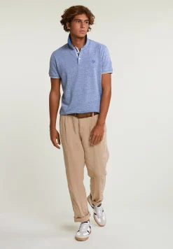 New River Woods Custom fit katoen-linnen polo korte mouwen lake -