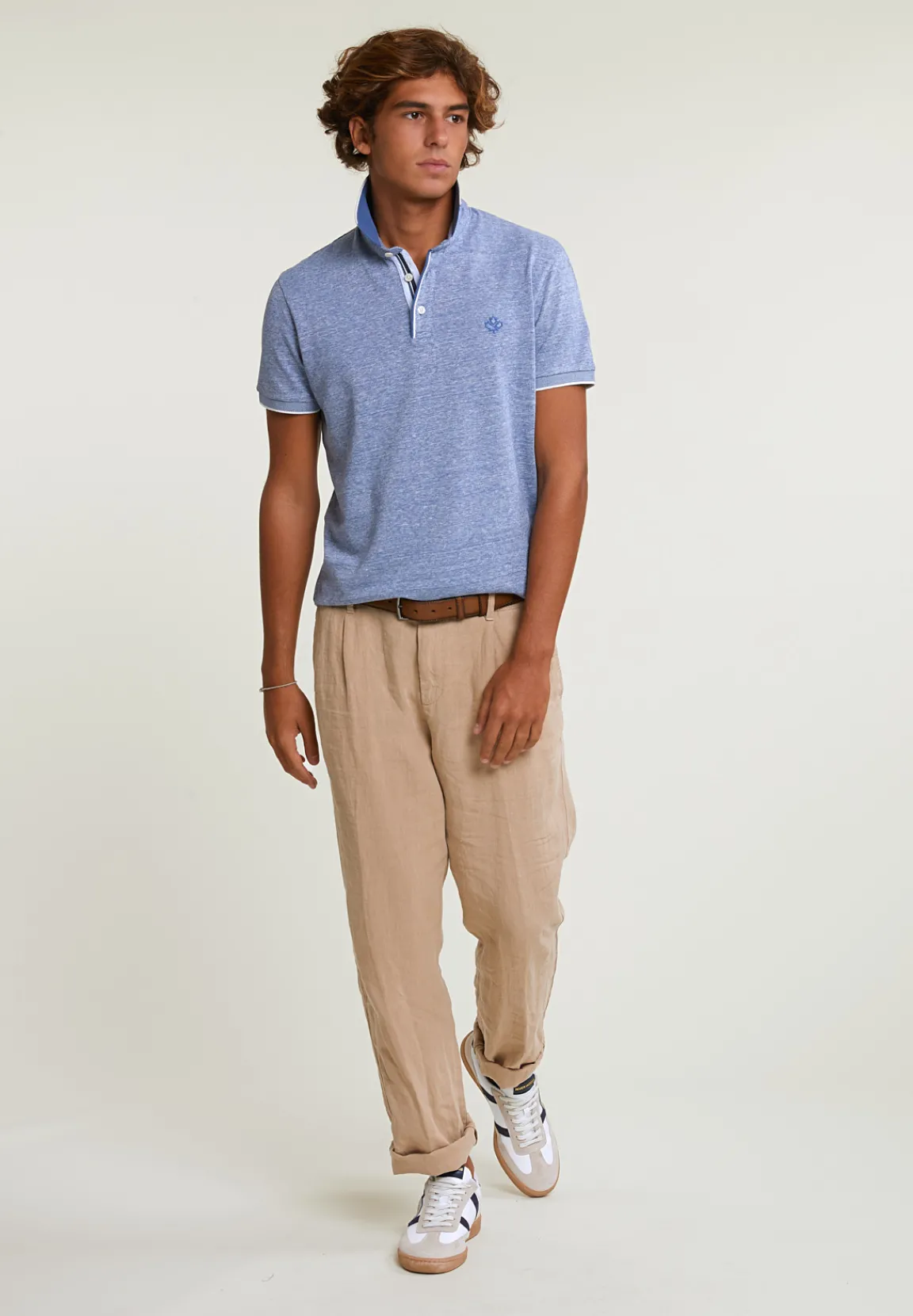 New River Woods Custom fit katoen-linnen polo korte mouwen lake -