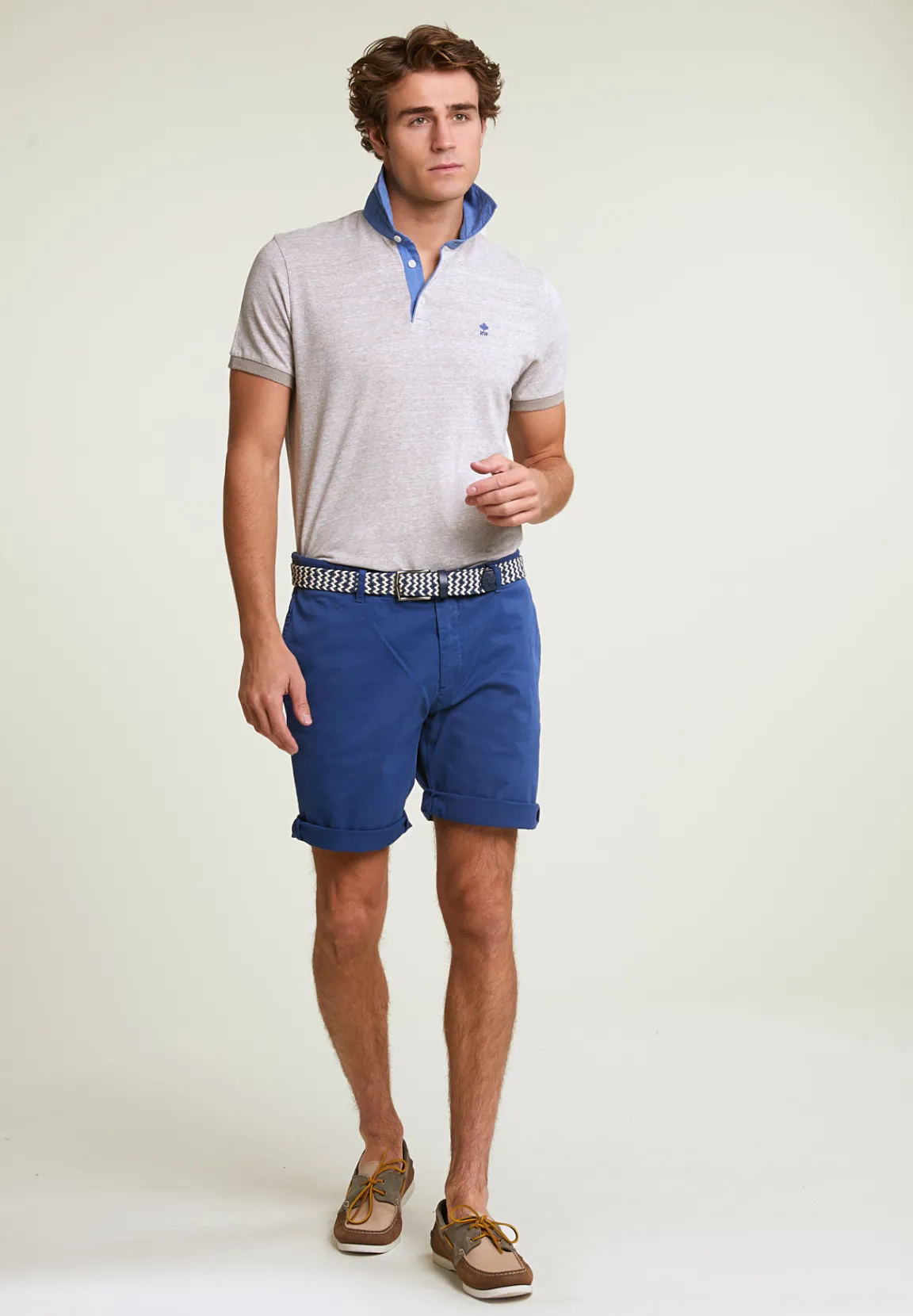 New River Woods Custom fit katoen-linnen polo old wood mix -
