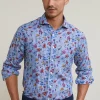 New River Woods Custom fit linnen gebloemd hemd multi -