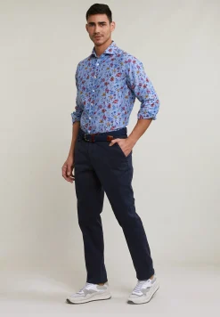 New River Woods Custom fit linnen gebloemd hemd multi -