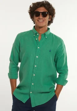 Best River Woods Custom fit linnen hemd belize green -