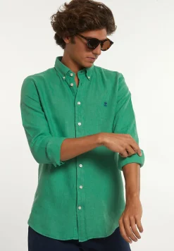 Best River Woods Custom fit linnen hemd belize green -