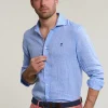 Best River Woods Custom fit linnen hemd blauw -