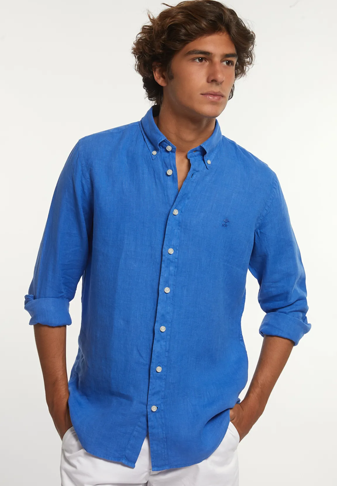 Fashion River Woods Custom fit linnen hemd evening blue -