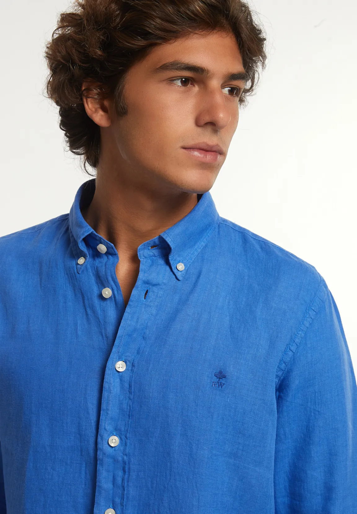 Fashion River Woods Custom fit linnen hemd evening blue -