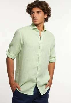 Discount River Woods Custom fit linnen hemd groen -