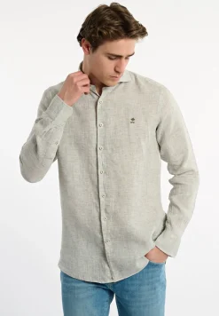 New River Woods Custom fit linnen hemd groen -