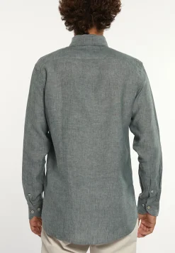 Outlet River Woods Custom fit linnen hemd groen -