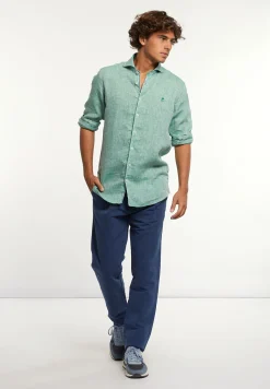 New River Woods Custom fit linnen hemd groen -