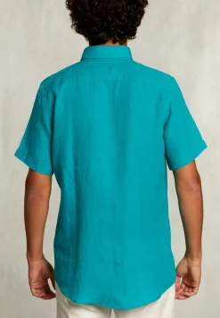 New River Woods Custom fit linnen hemd korte mouwen lime -