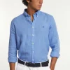 Fashion River Woods Custom fit linnen hemd lt caribbean blue -