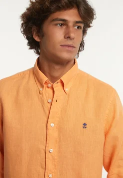 Best River Woods Custom fit linnen hemd peach -