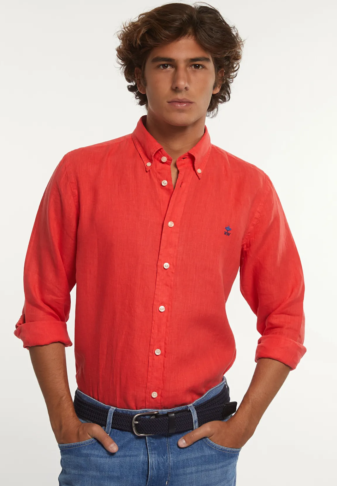 Best River Woods Custom fit linnen hemd stanford red -