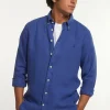 Discount River Woods Custom fit linnen hemd yale blue -