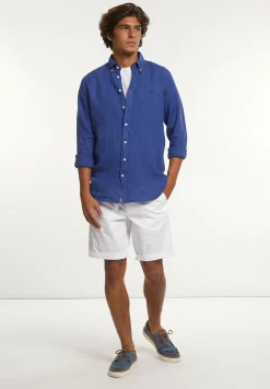 Discount River Woods Custom fit linnen hemd yale blue -