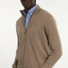Fashion River Woods Custom fit merino cardigan opstaande kraag earth mix -