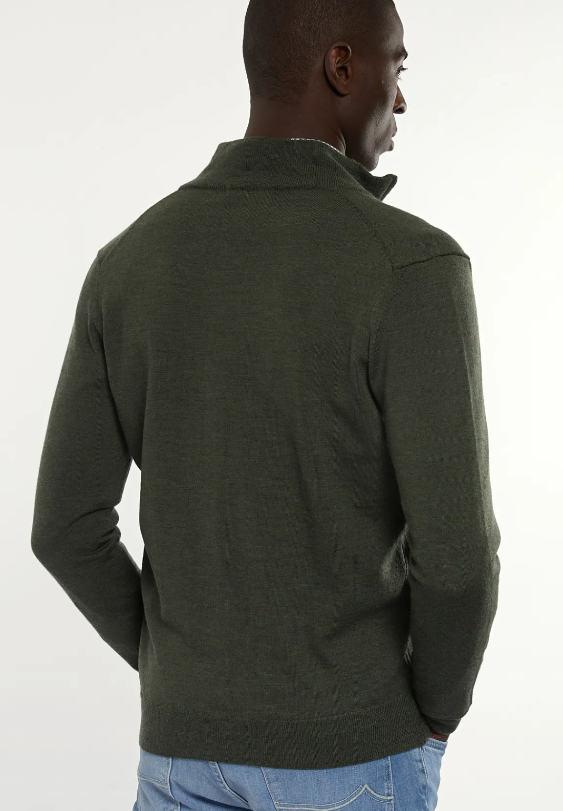 Online River Woods Custom fit merino cardigan opstaande kraag forest mix -